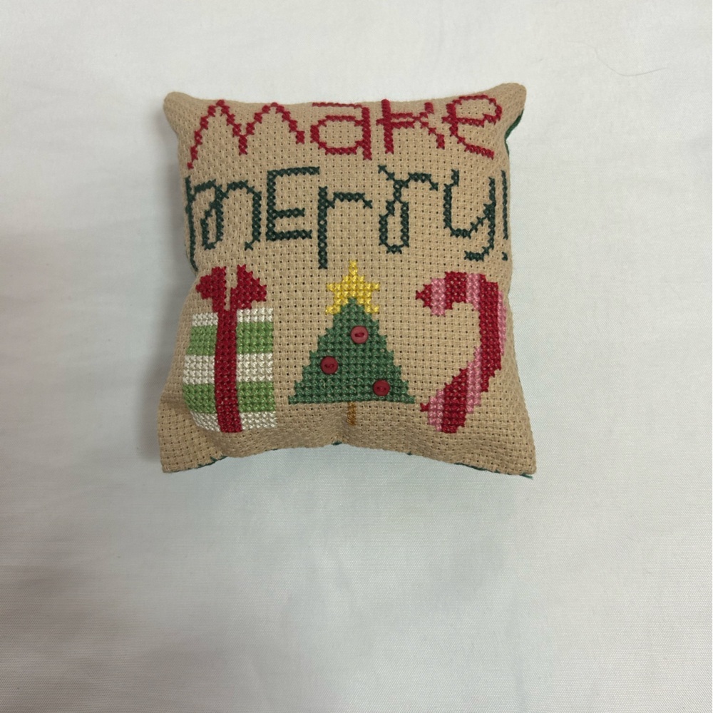 Holiday Cheer Cross-Stitch Pillow